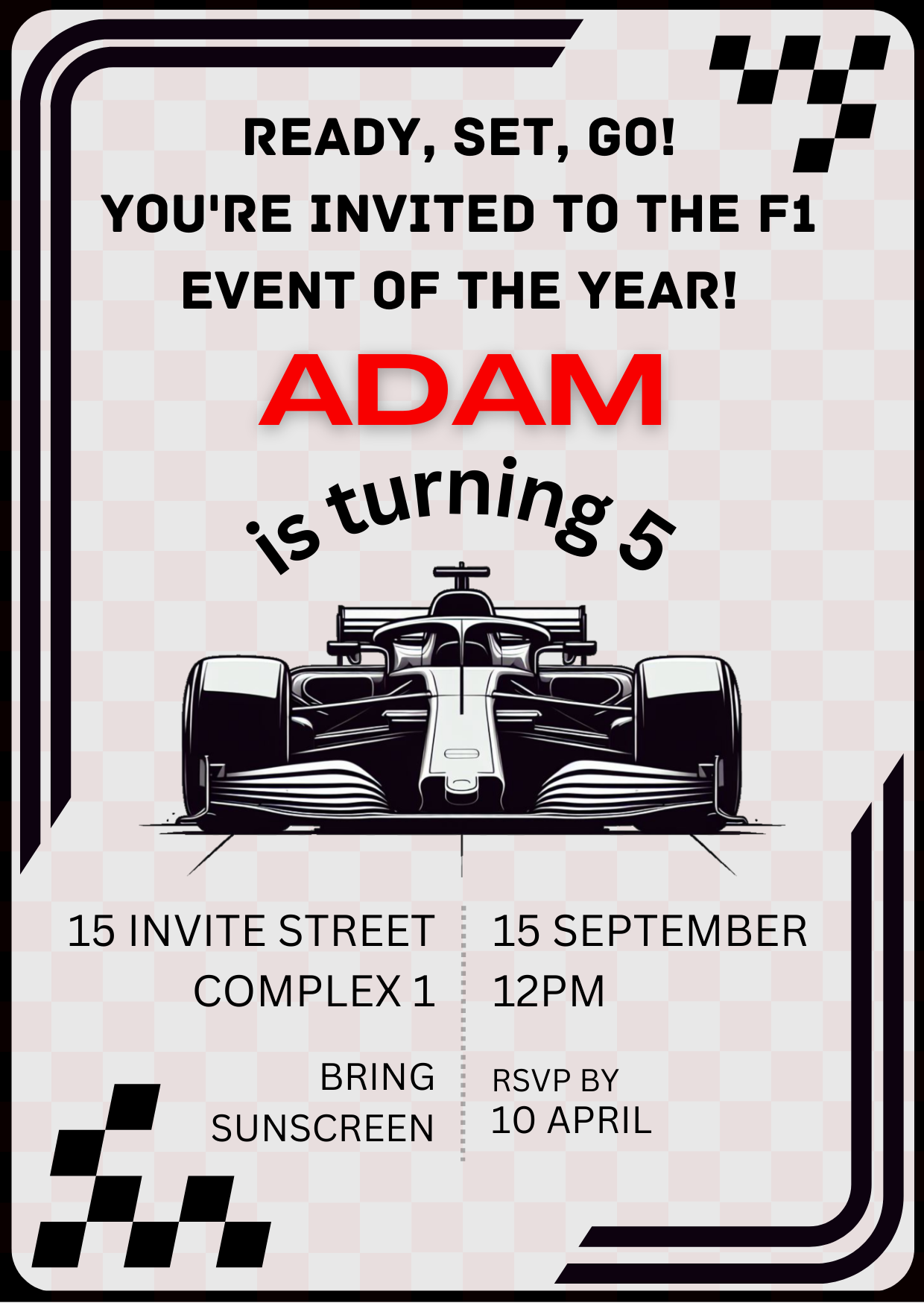 Canva Template: Formula 1 (F1) Invitation