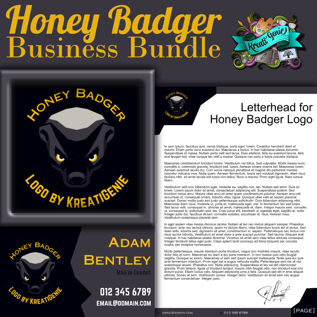 Canva Template: Honey Badger Low Poly Style Themed Branding Bundle